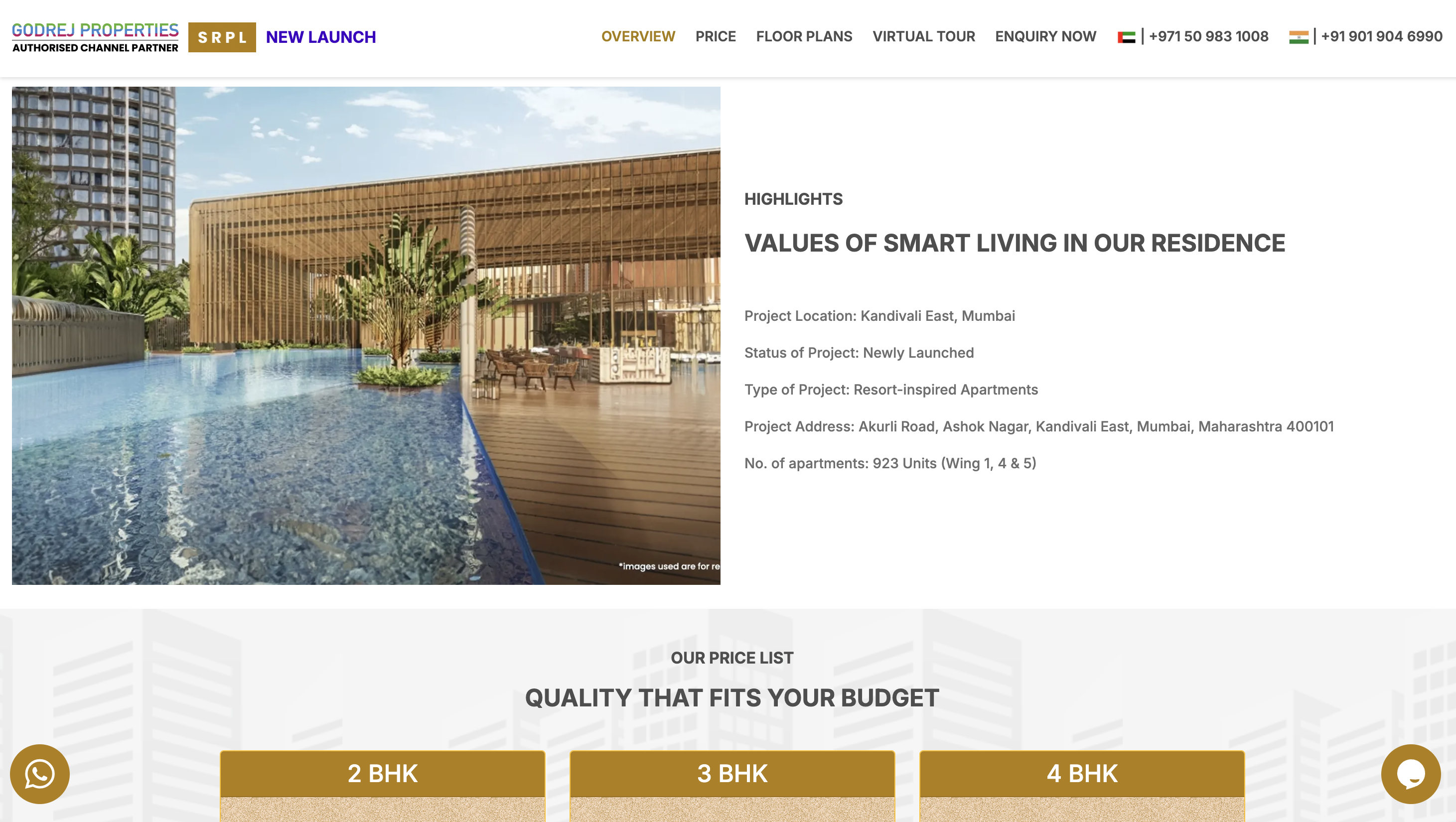 Godrej Properties real estate hub website with premium project listings