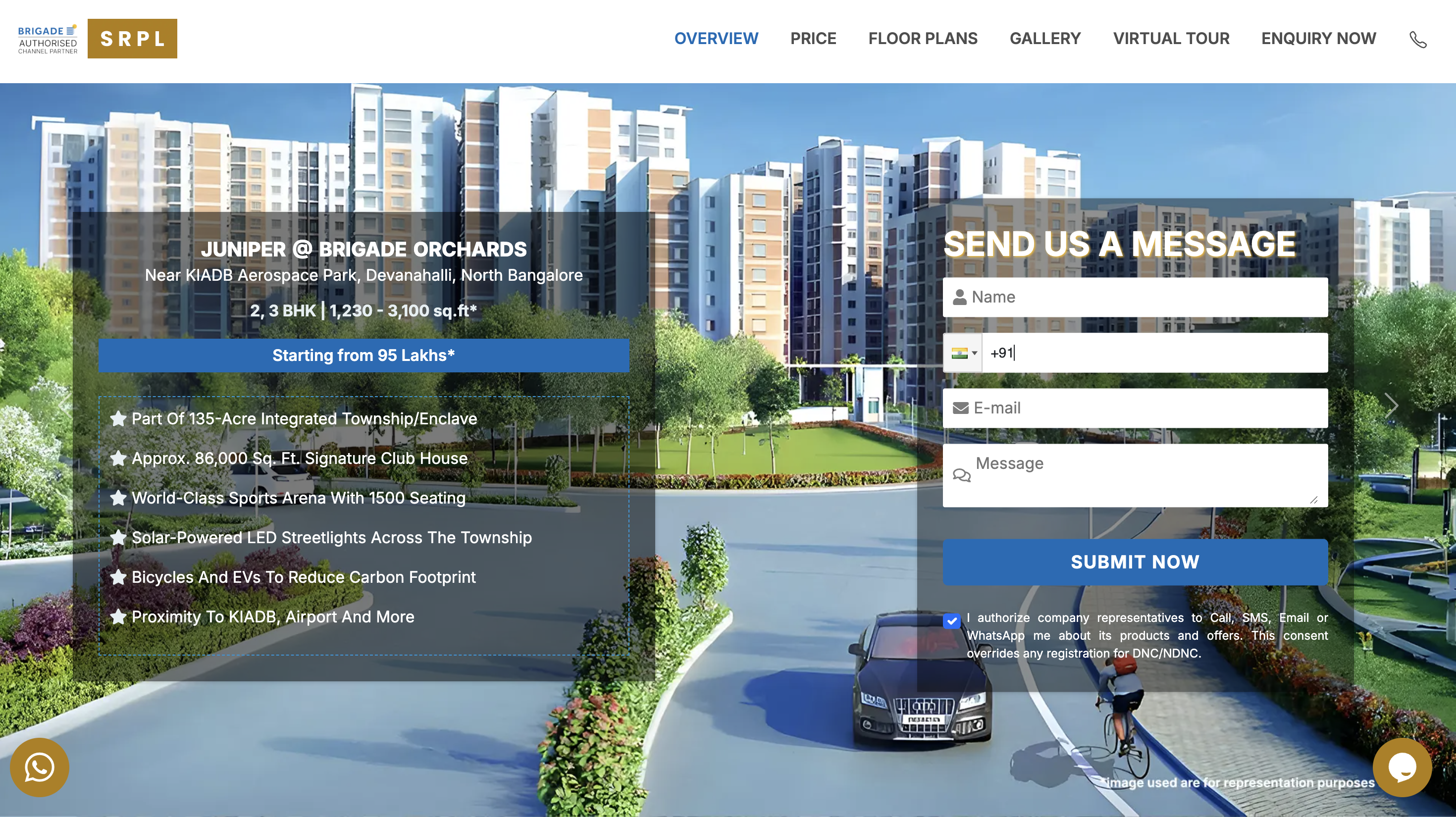 Brigade Orchards Juniper microsite showing layouts, amenities, and modern living features