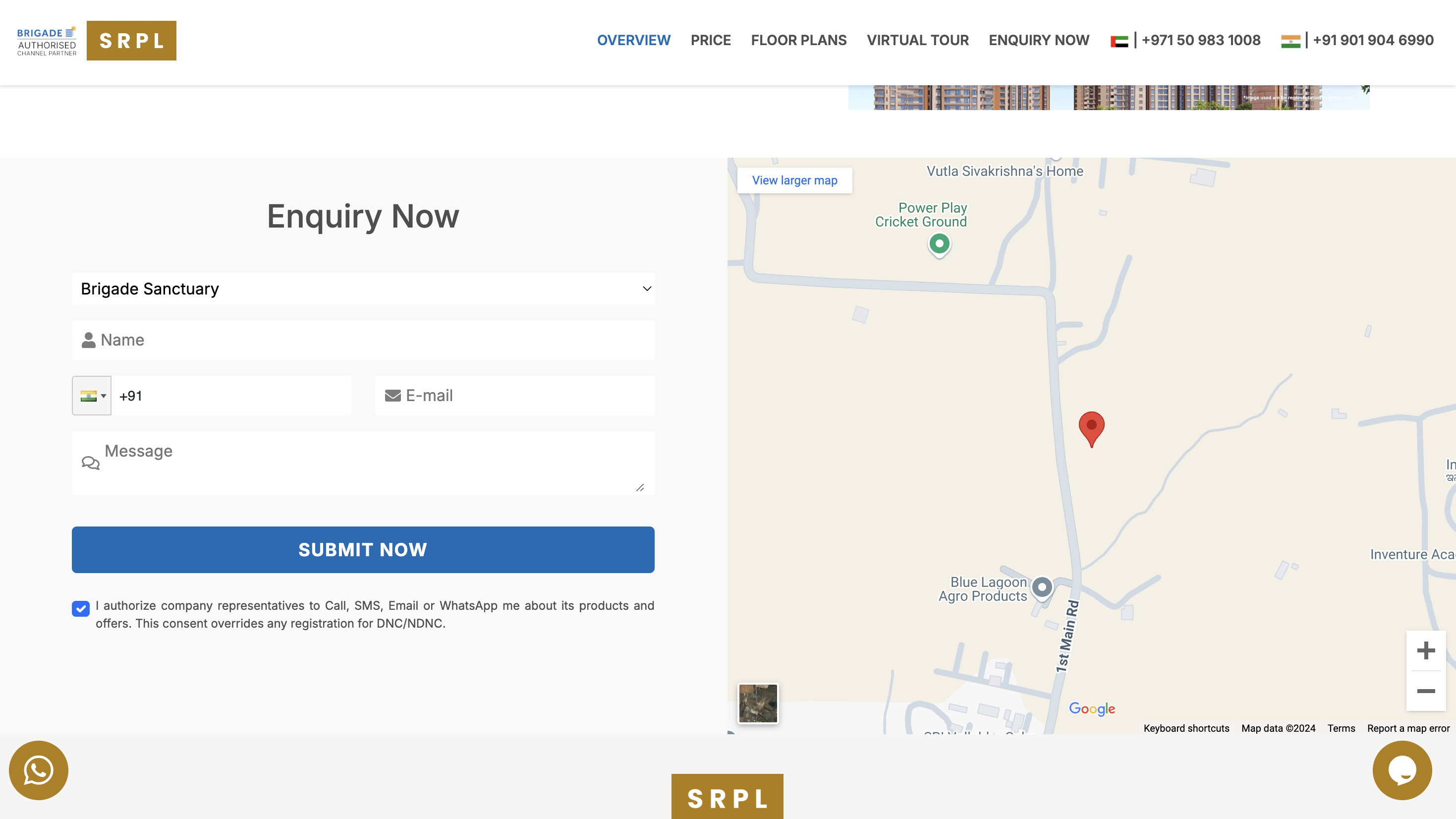 Brigade Sanctuary microsite showcasing premium green living residences with amenities and location highlights