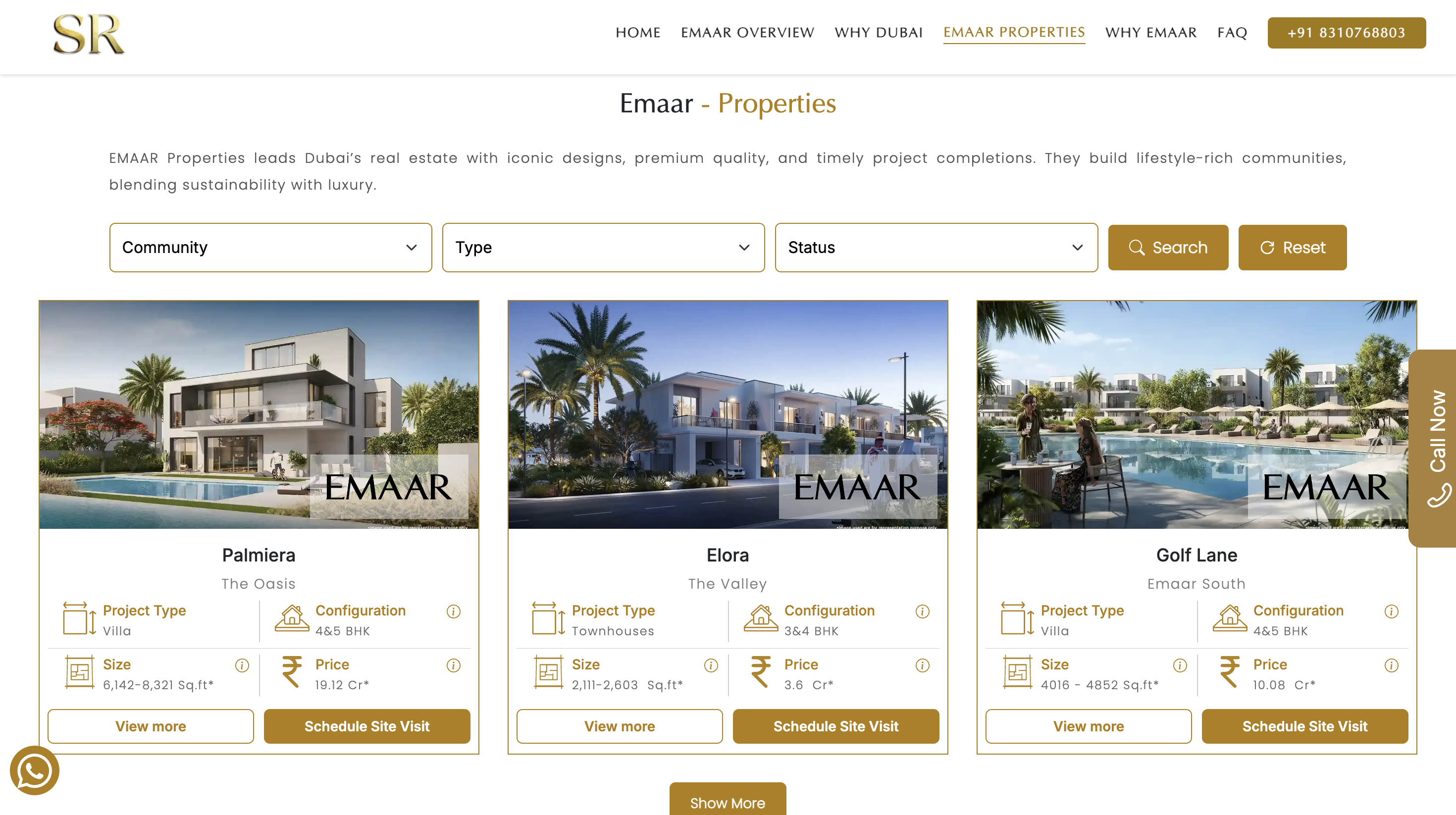 Emaar Dubai Real Estate Microsite by SRPL-IND