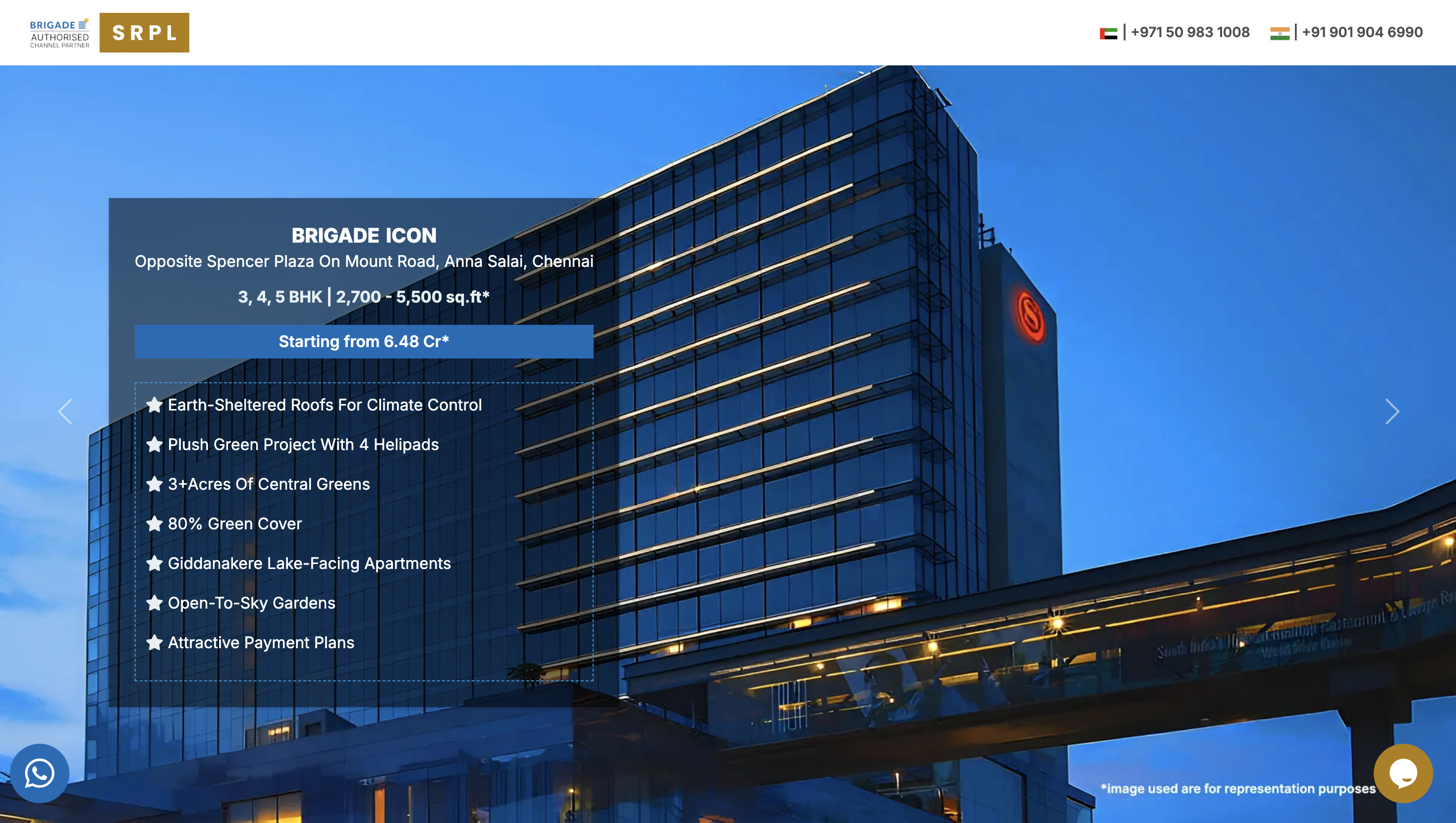 Brigade Group projects hub with filters and featured listings
