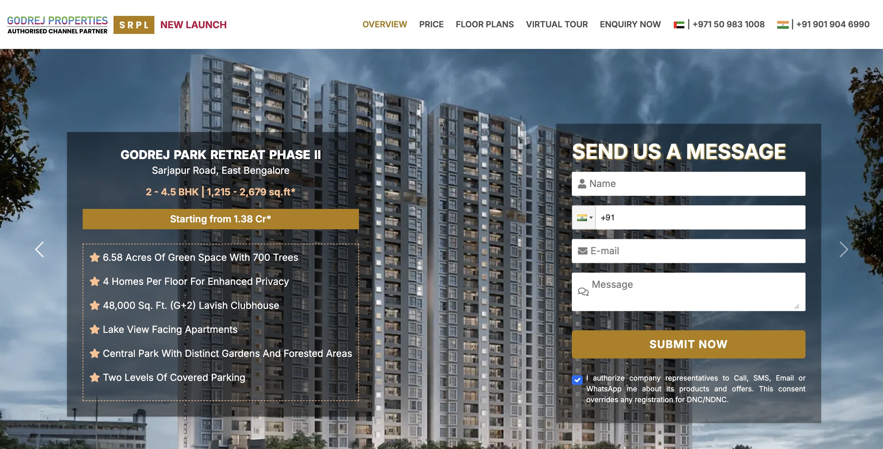Godrej Properties Park Retreat microsite highlighting parks, lifestyle amenities, and open space living
