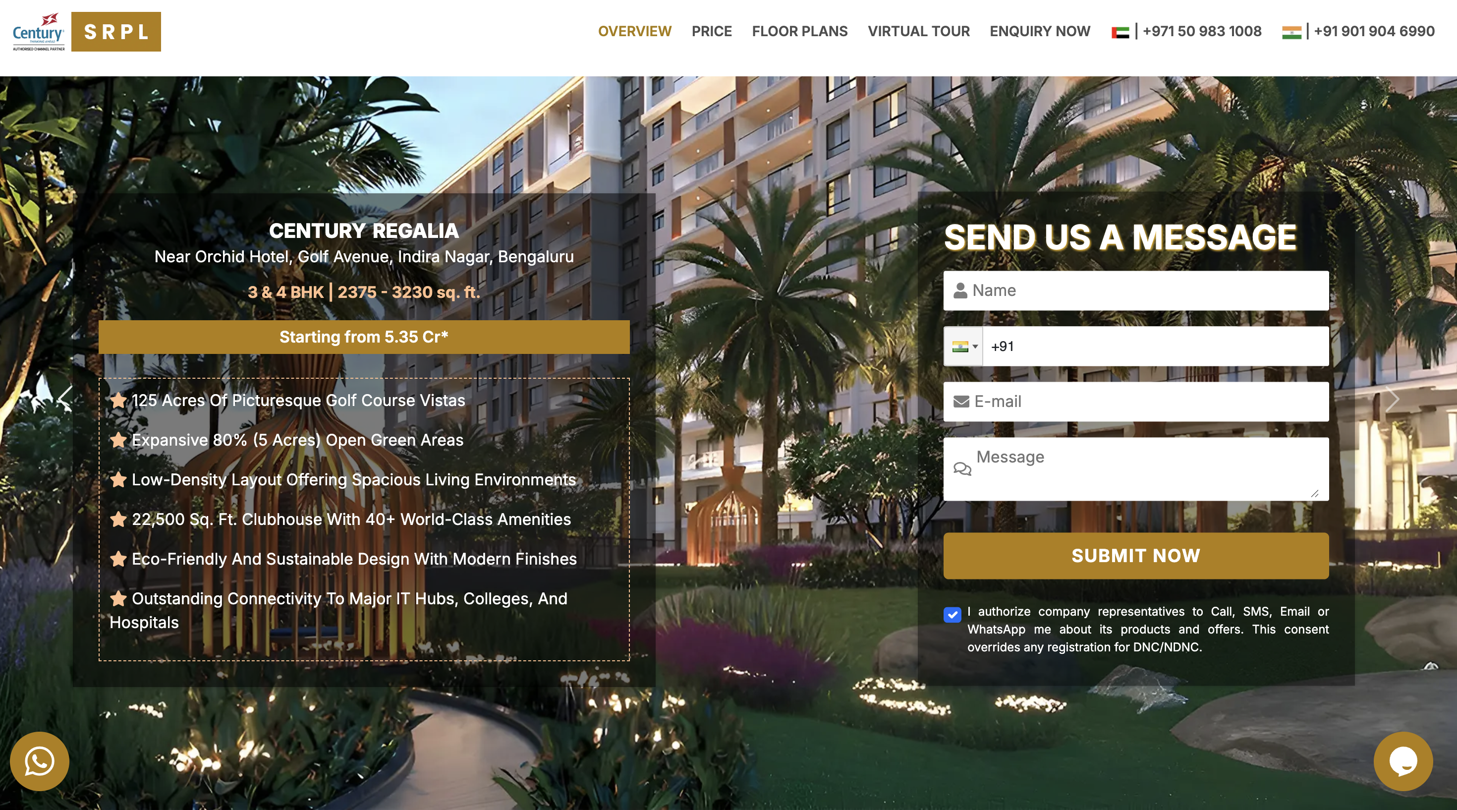 Century Regalia luxury project microsite with premium design and enquiry forms