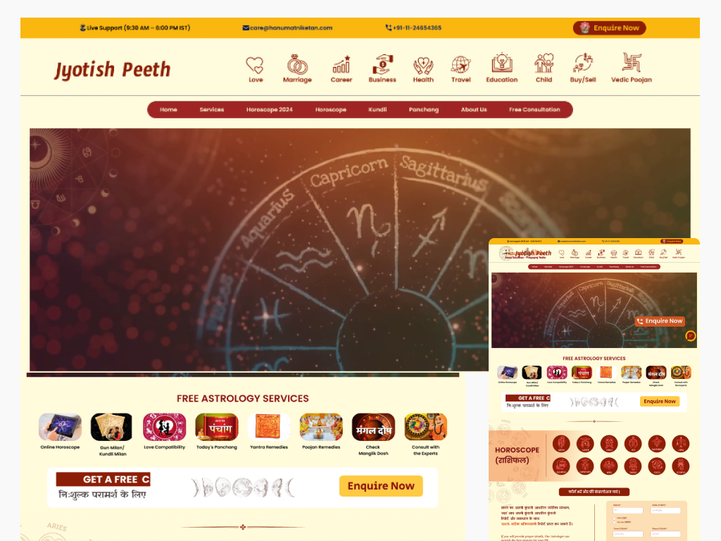 Jyotish Peeth Astrology Services Website