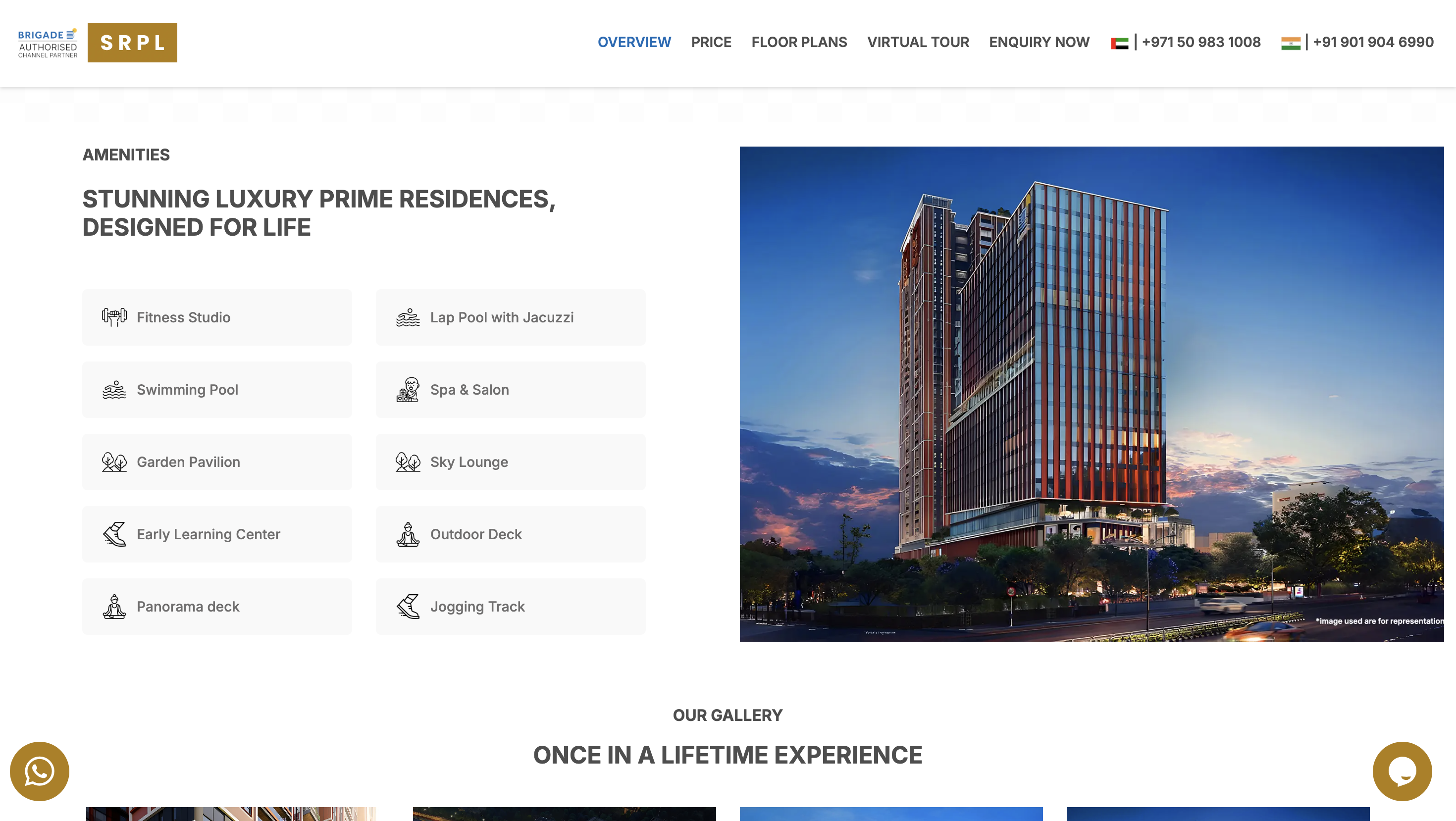 Brigade Icon microsite showcasing premium amenities, lifestyle visuals, and enquiry capture
