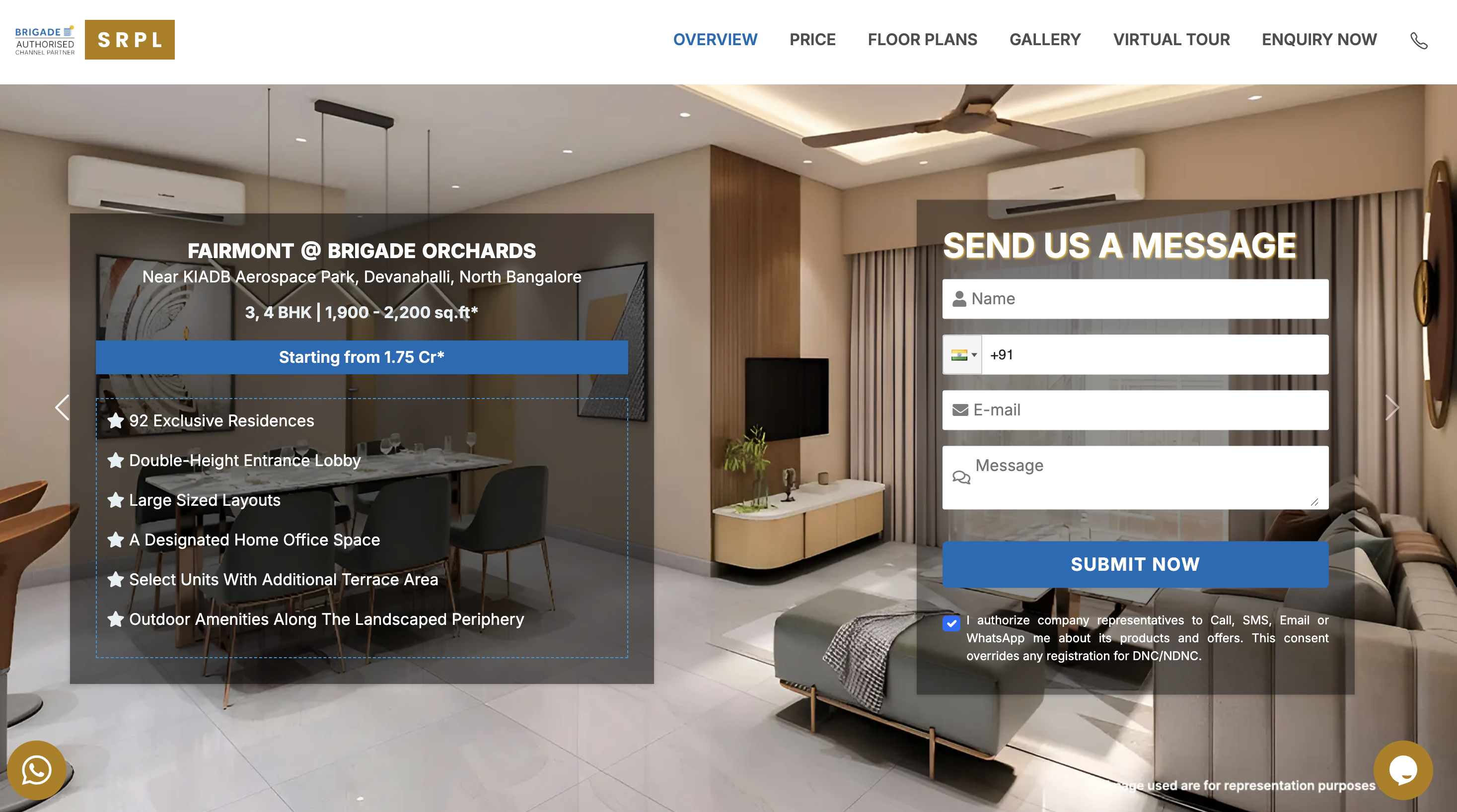 Brigade Orchards Fairmount microsite showcasing master plan, unit highlights, and enquiry form
