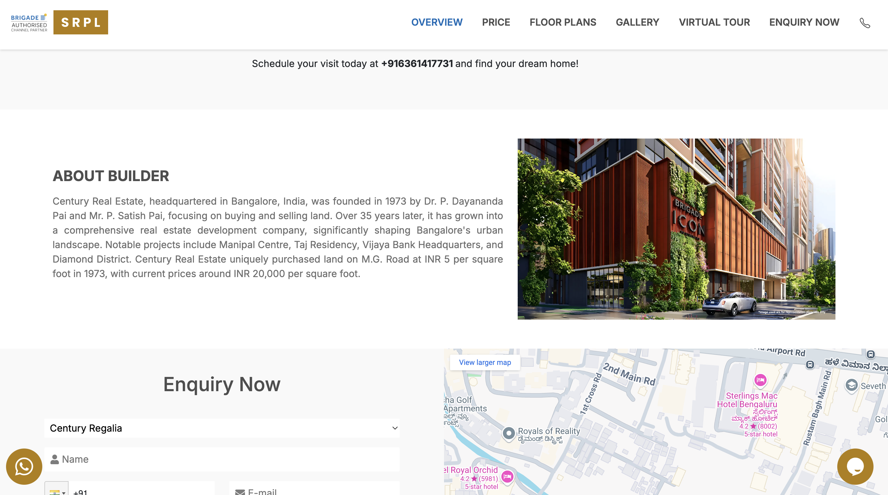 Brigade Valencia Cielo microsite with amenities, master plan, and enquiry CTAs