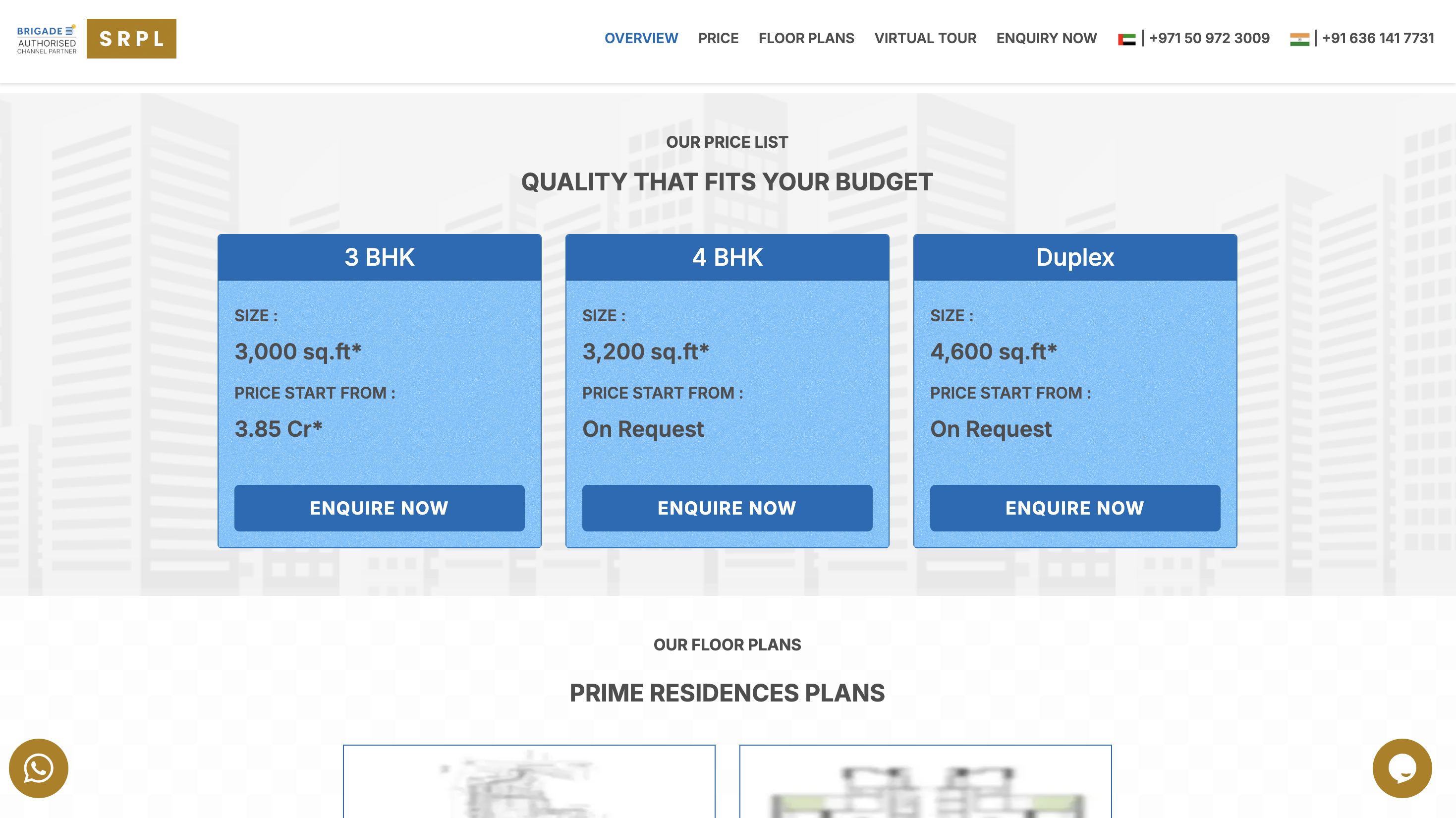 Brigade Hyderabad microsite showcasing premium projects and location highlights